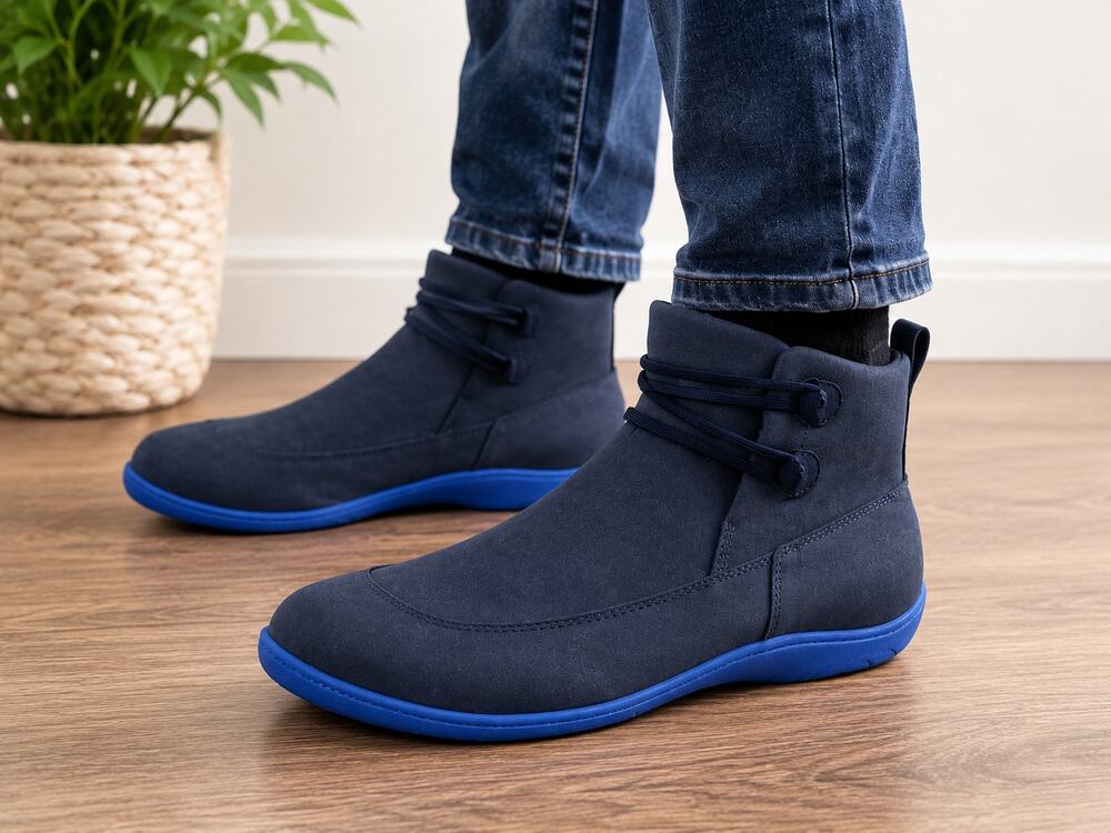 Men’s Gray Minimalist Ankle Boots Blue Sole Comfort Casual Shoes EU 43 US 10